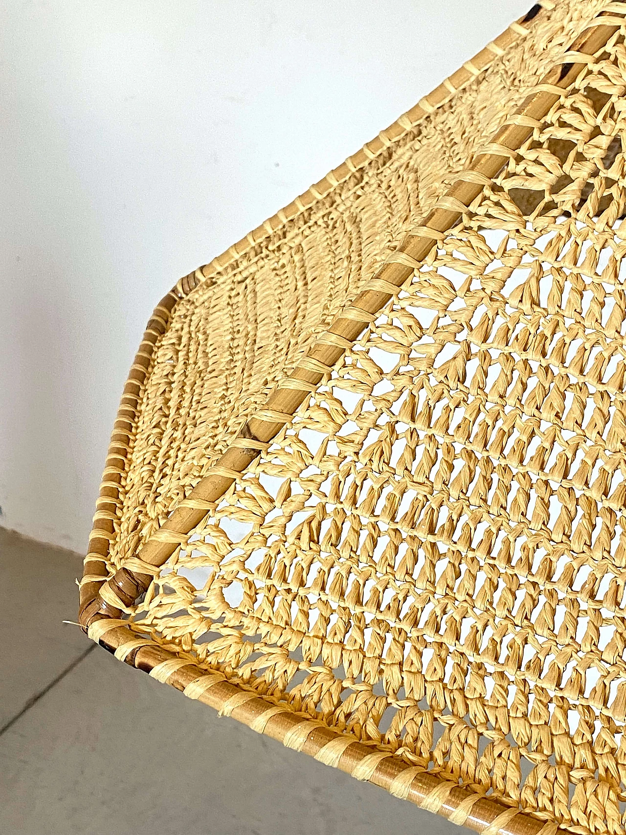 Woven straw chandelier, 1970s 4