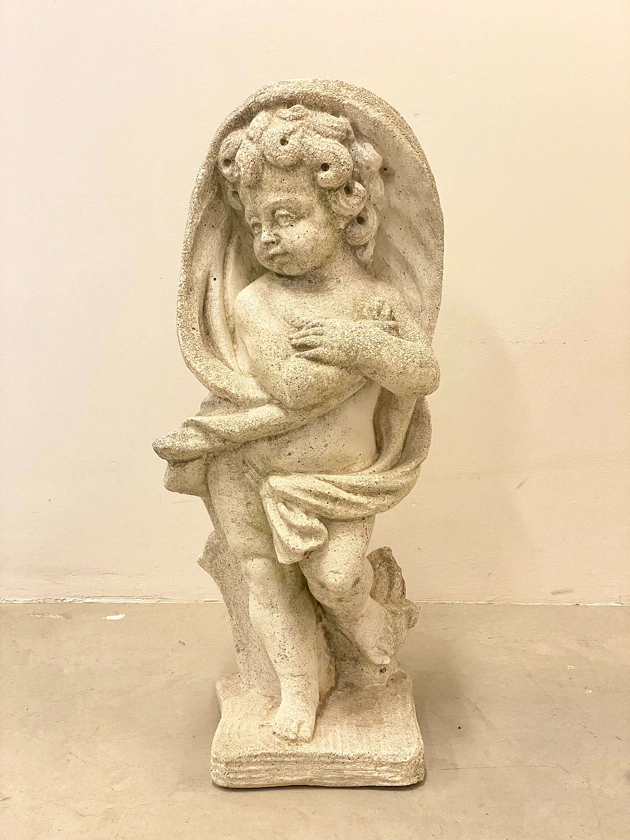 Concrete putto statue, 1970s 1