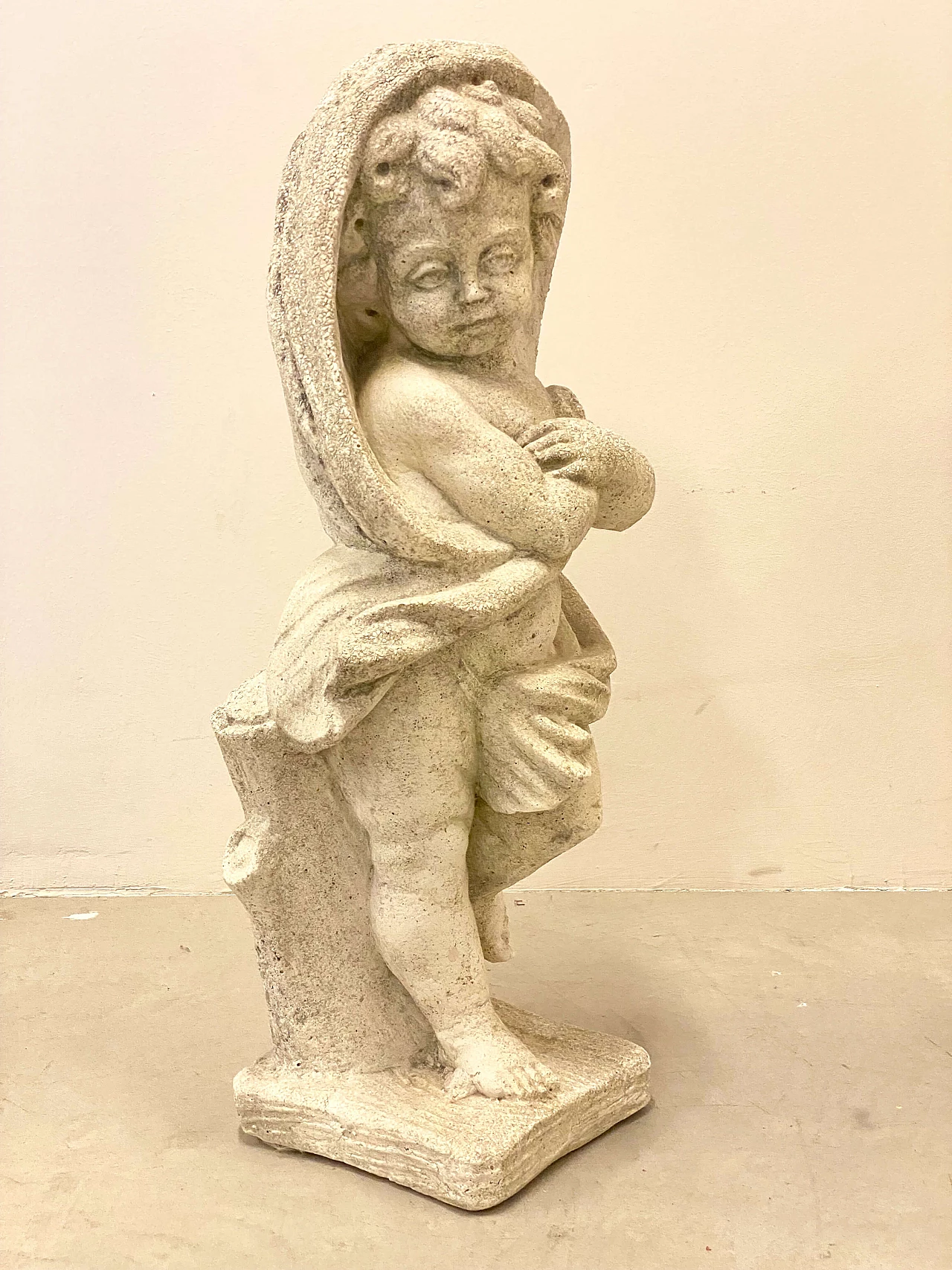 Concrete putto statue, 1970s 2