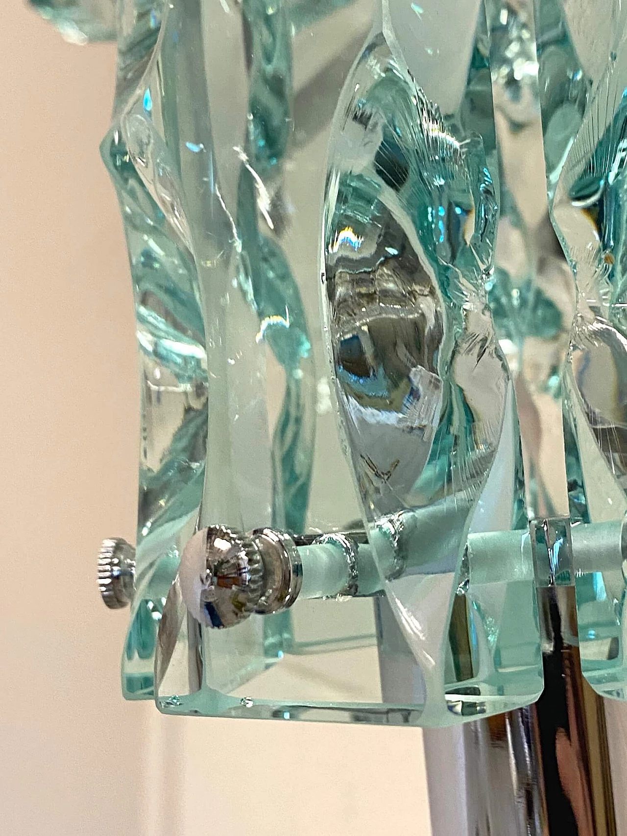 Pair of Cristal Art glass appliques, 1970s 1