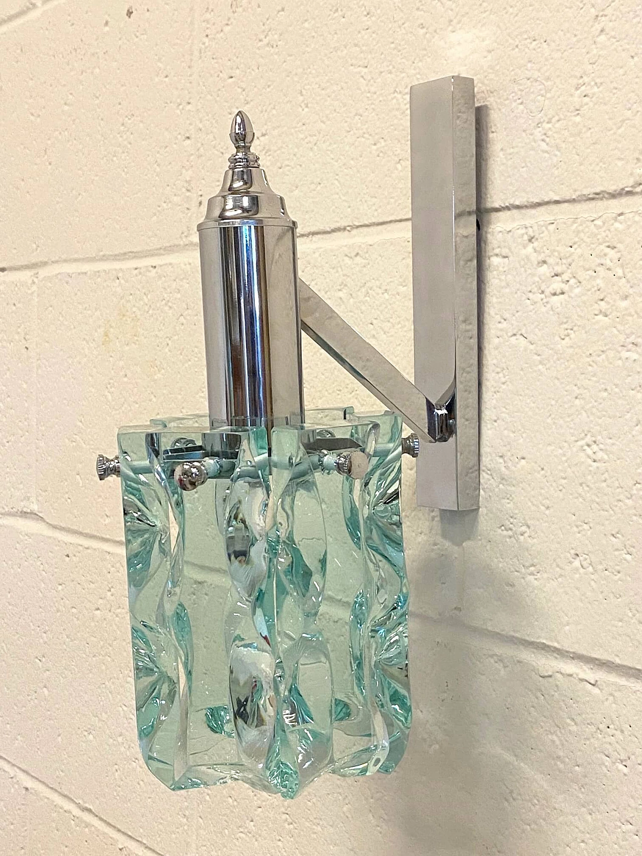 Pair of Cristal Art glass appliques, 1970s 4