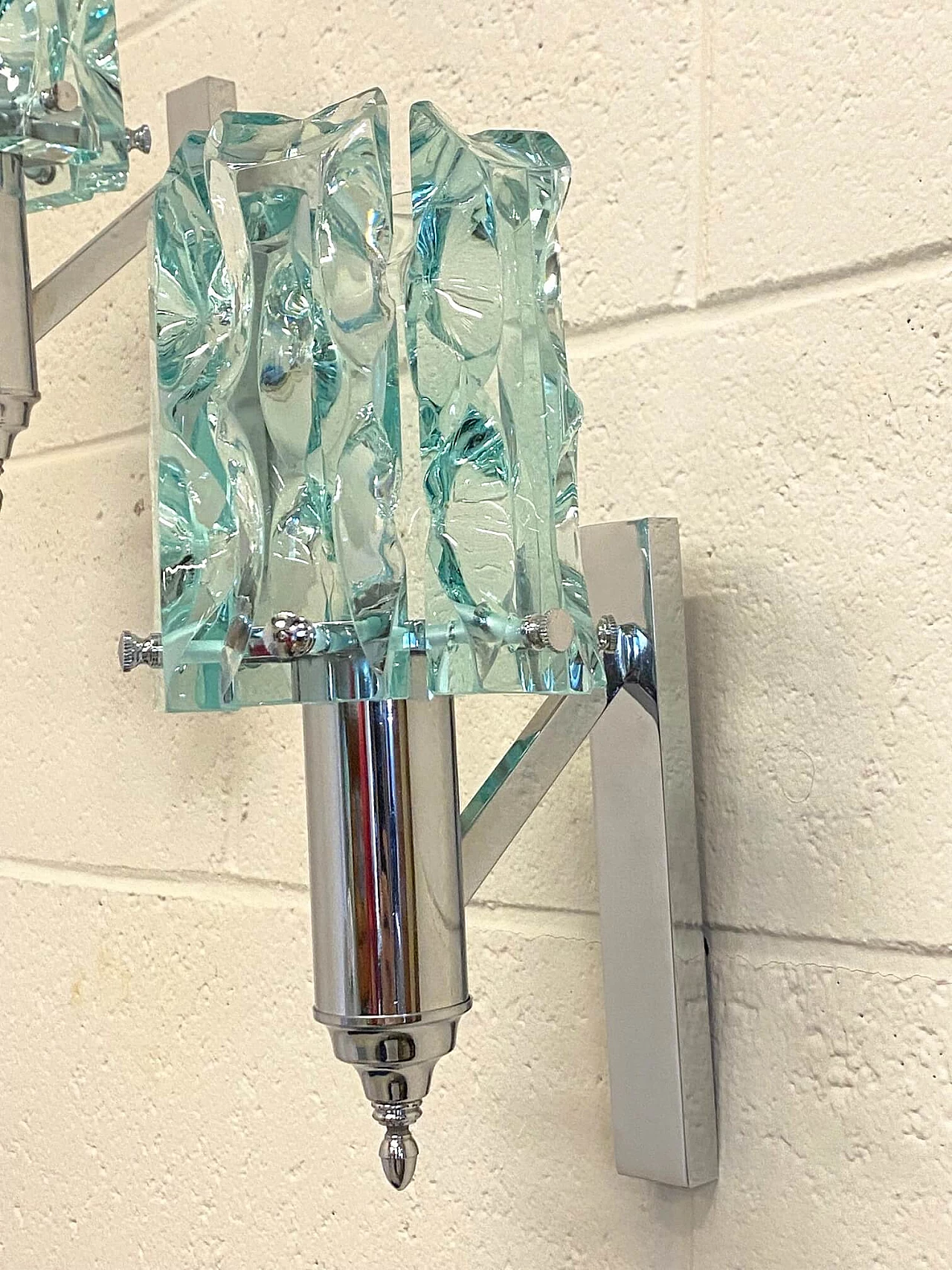 Pair of Cristal Art glass appliques, 1970s 9