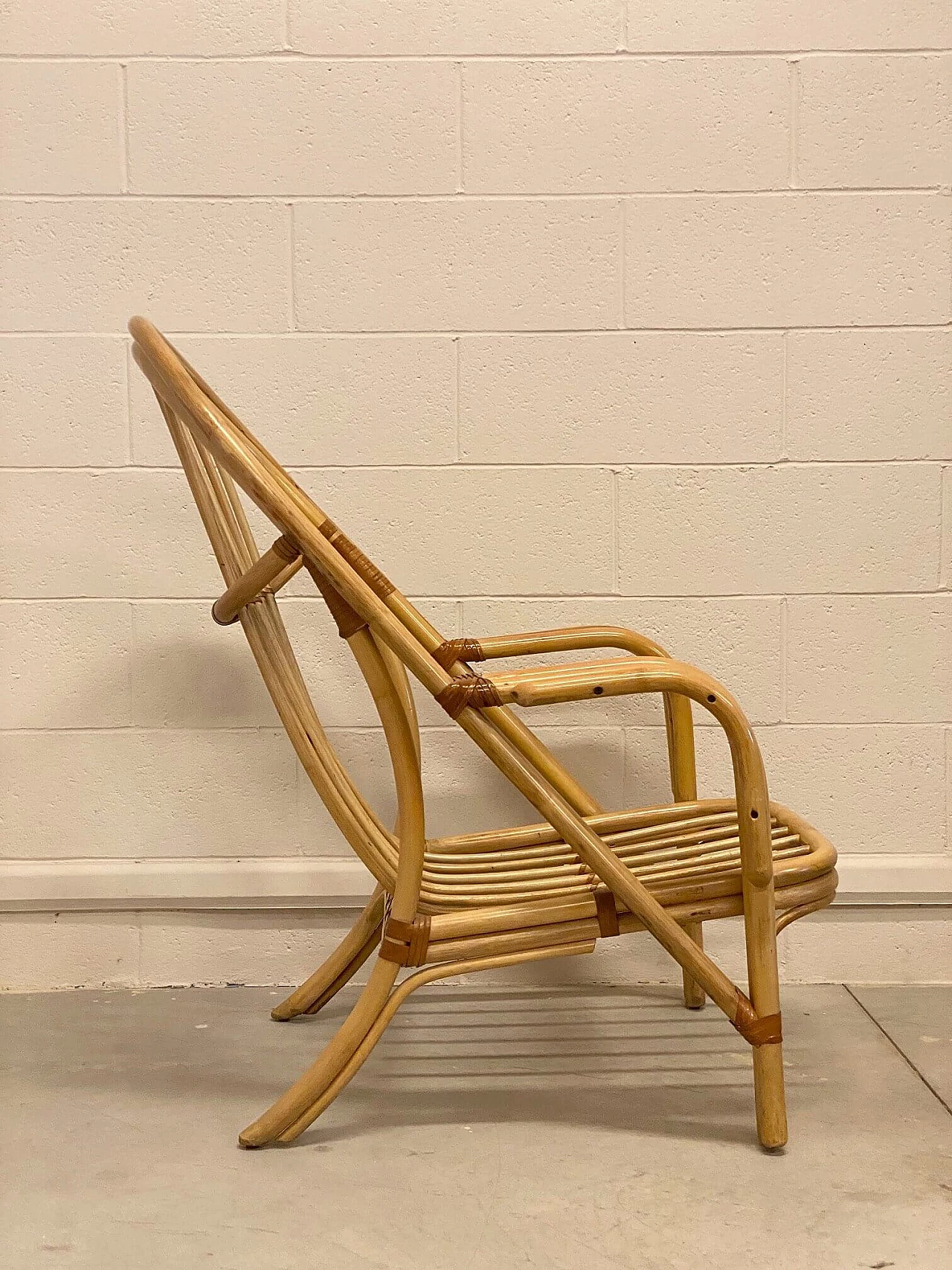Pair of bamboo armchairs, 1980s 1