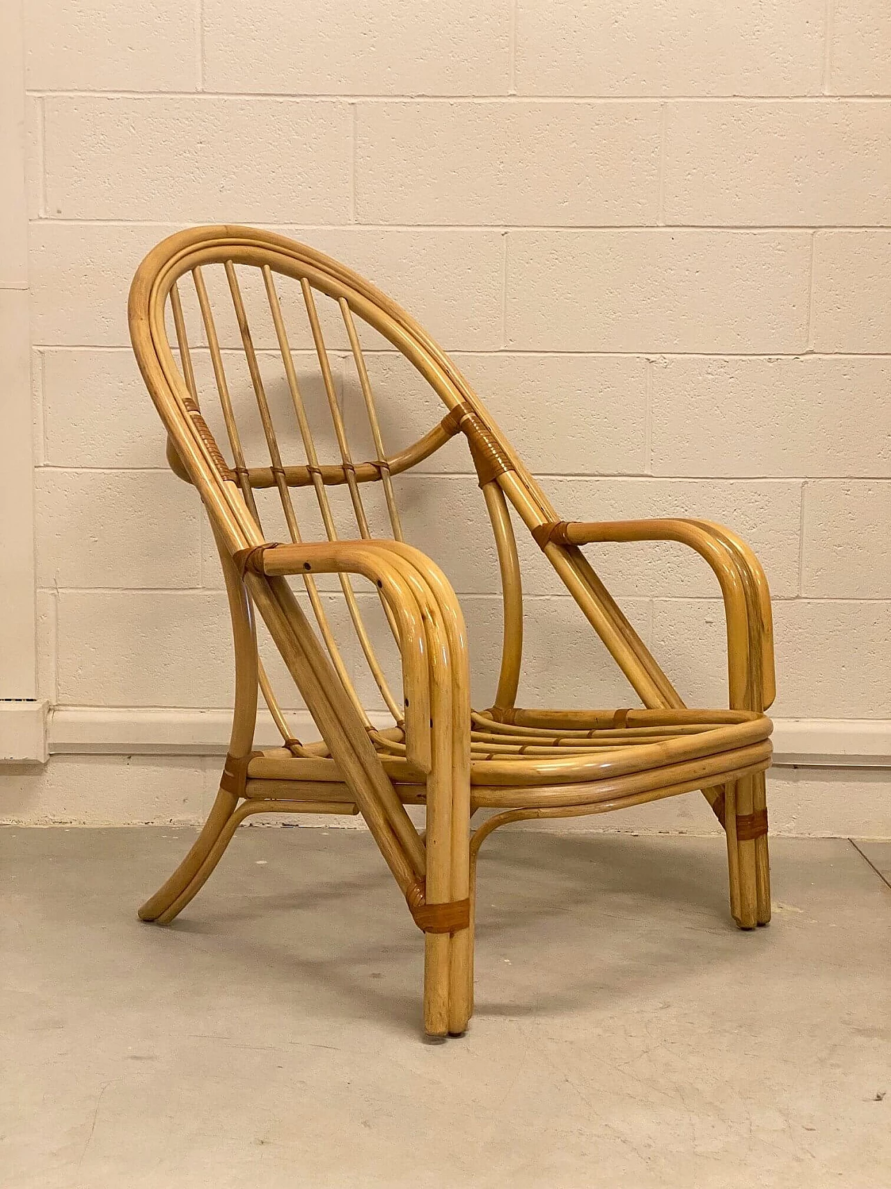 Pair of bamboo armchairs, 1980s 2