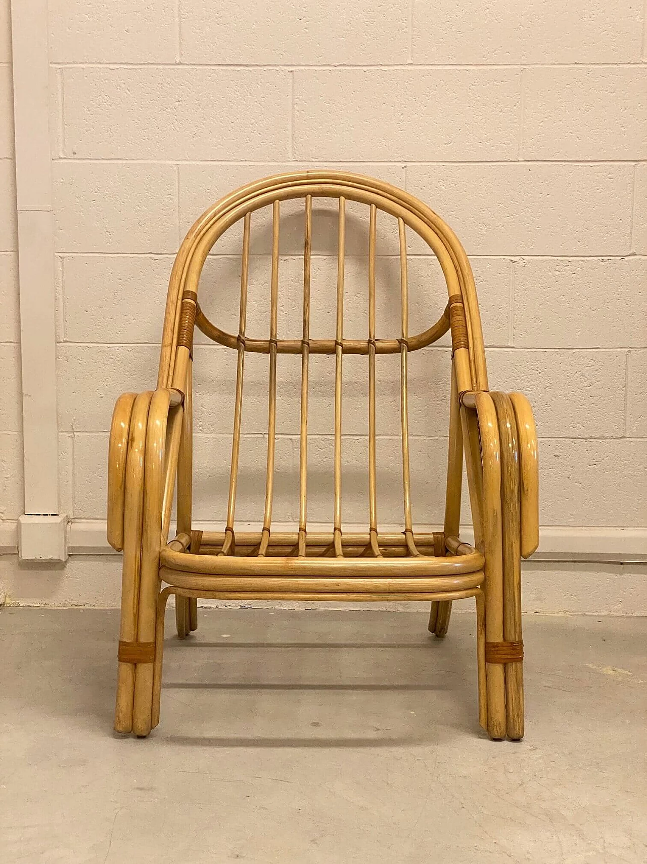 Pair of bamboo armchairs, 1980s 5