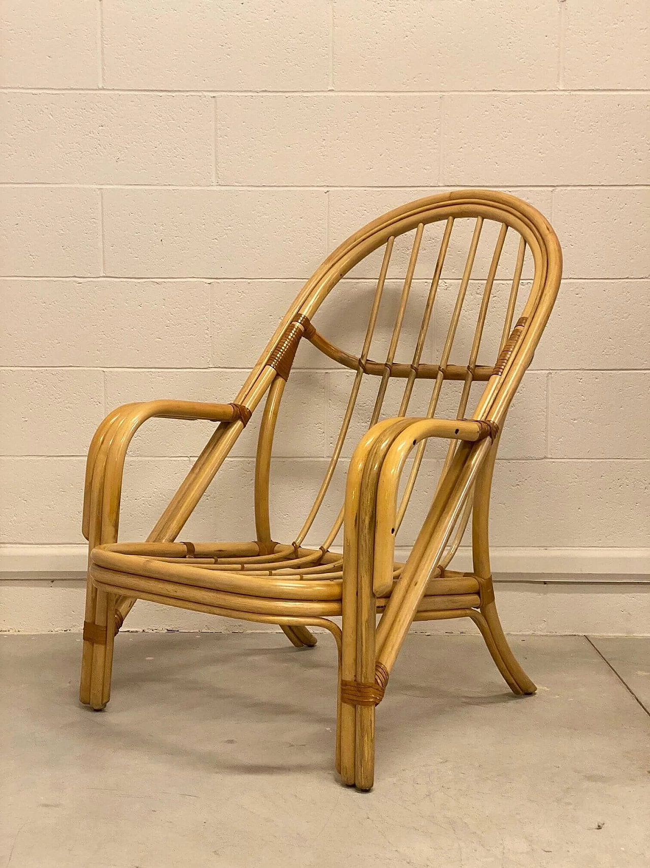 Pair of bamboo armchairs, 1980s 10