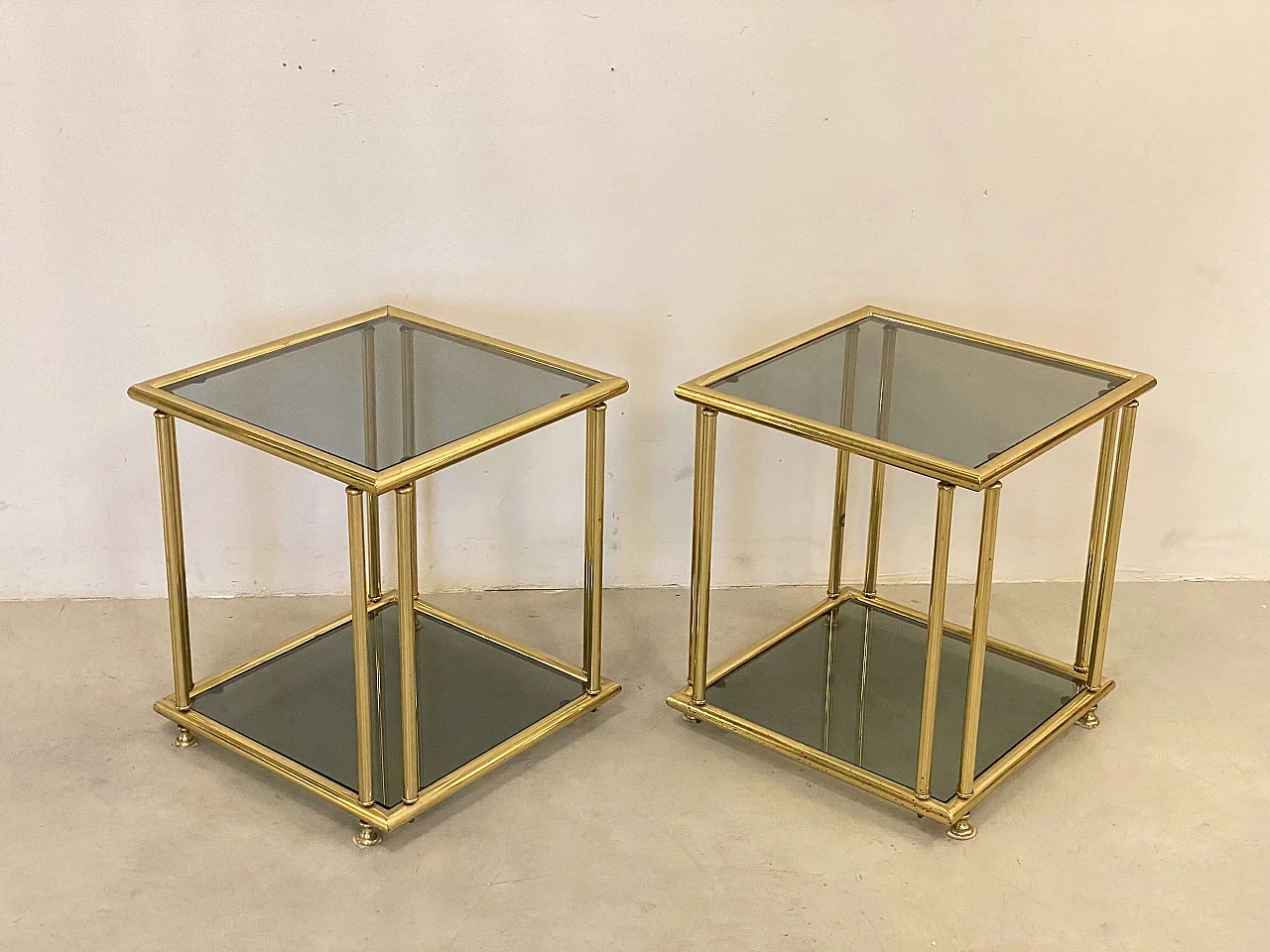 Pair of brass side tables, 1970s 1
