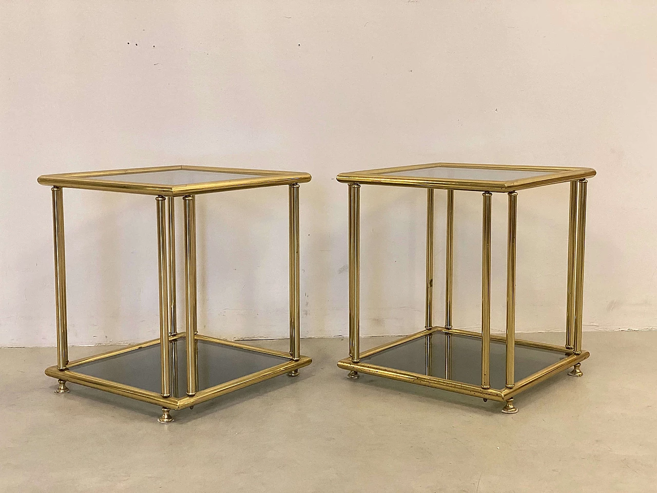 Pair of brass side tables, 1970s 4