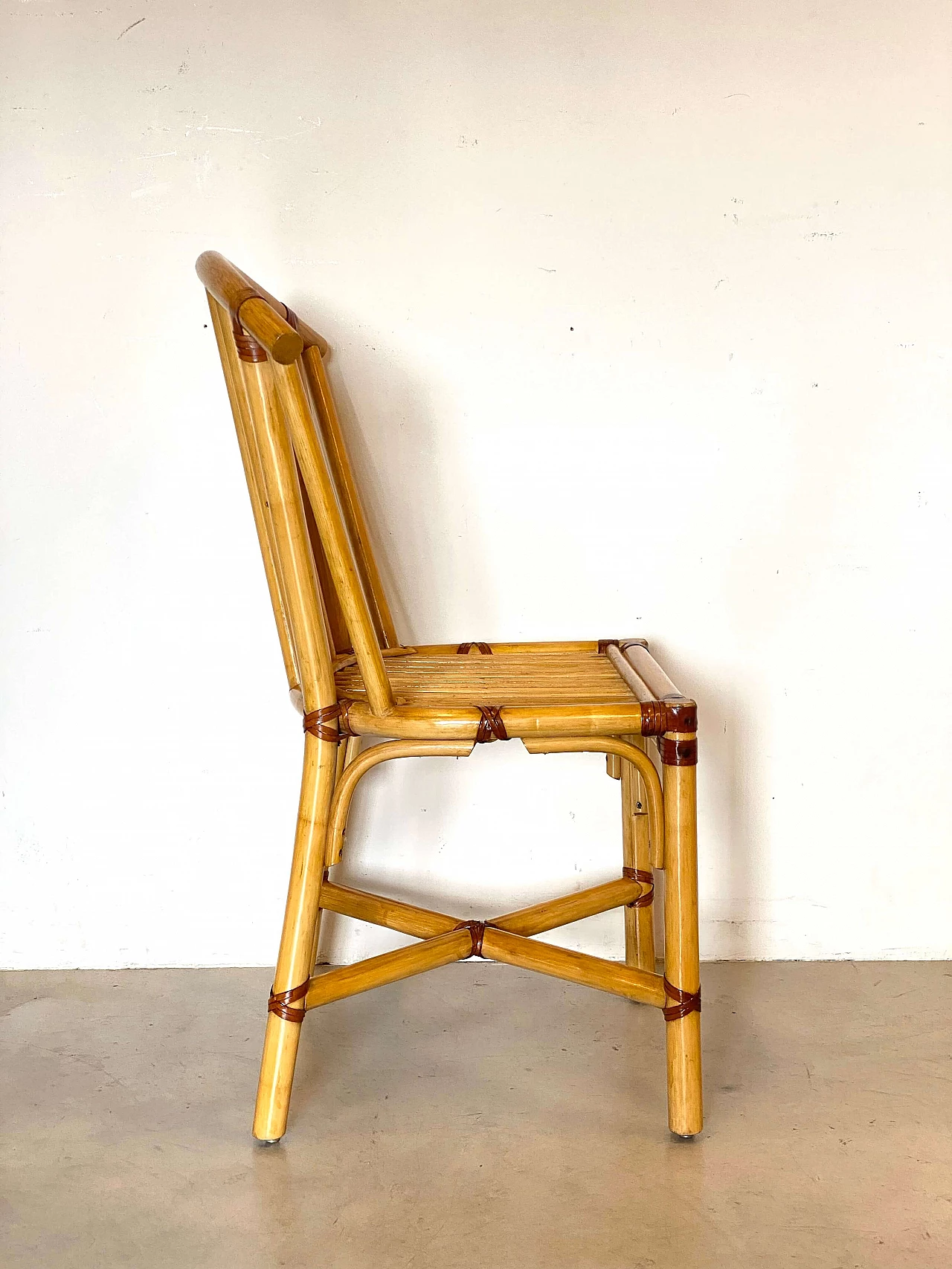Coppia di sedie in bambù, anni '70 8