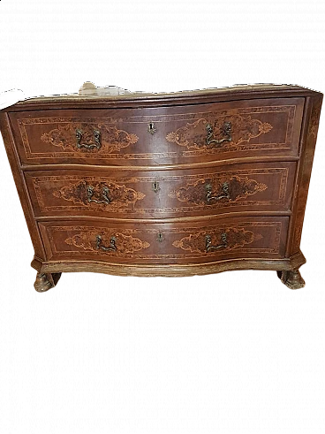 Cassettiera intarsiata con 3 cassetti, '700
