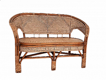 2-seater bamboo and rattan sofa, 1970s