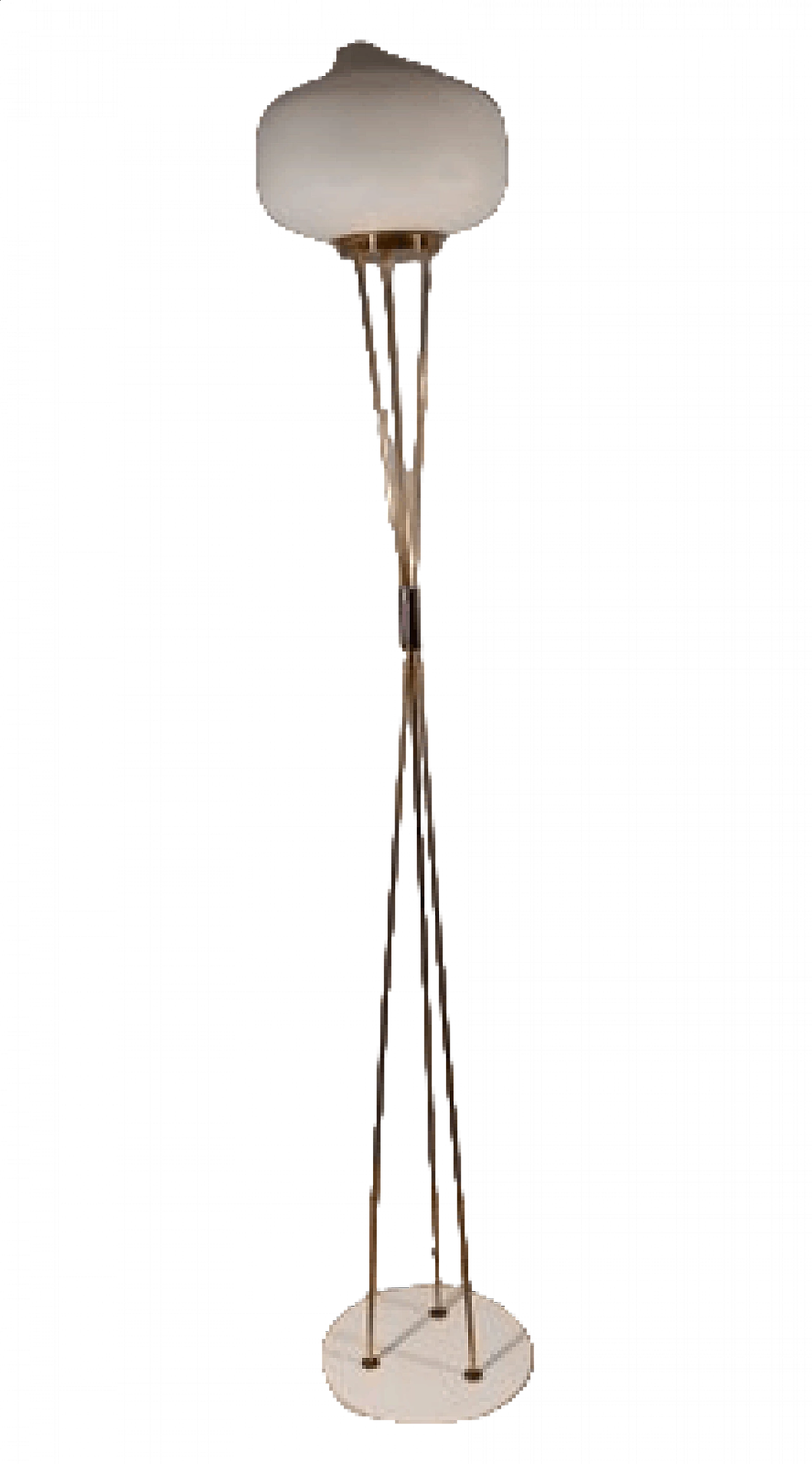 Brass and opaline glass floor lamp with white marble base by Stilnovo, 1950s 14