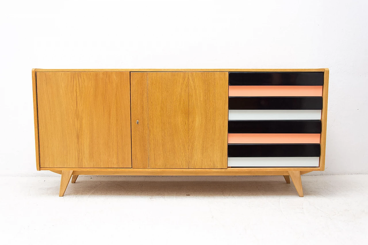 Sideboard U-460 by Jiří Jiroutek for Interiér Praha in beech, 1960s 23