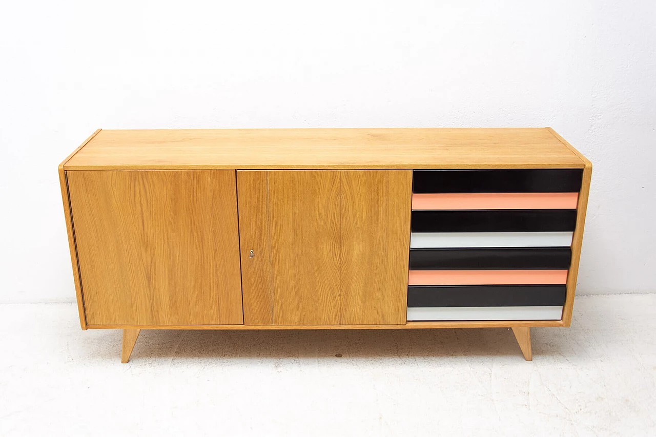 Sideboard U-460 by Jiří Jiroutek for Interiér Praha in beech, 1960s 24