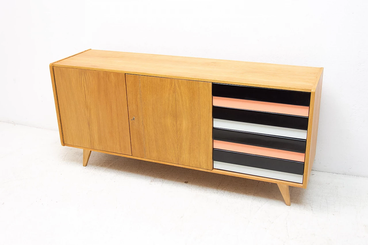 Sideboard U-460 by Jiří Jiroutek for Interiér Praha in beech, 1960s 25