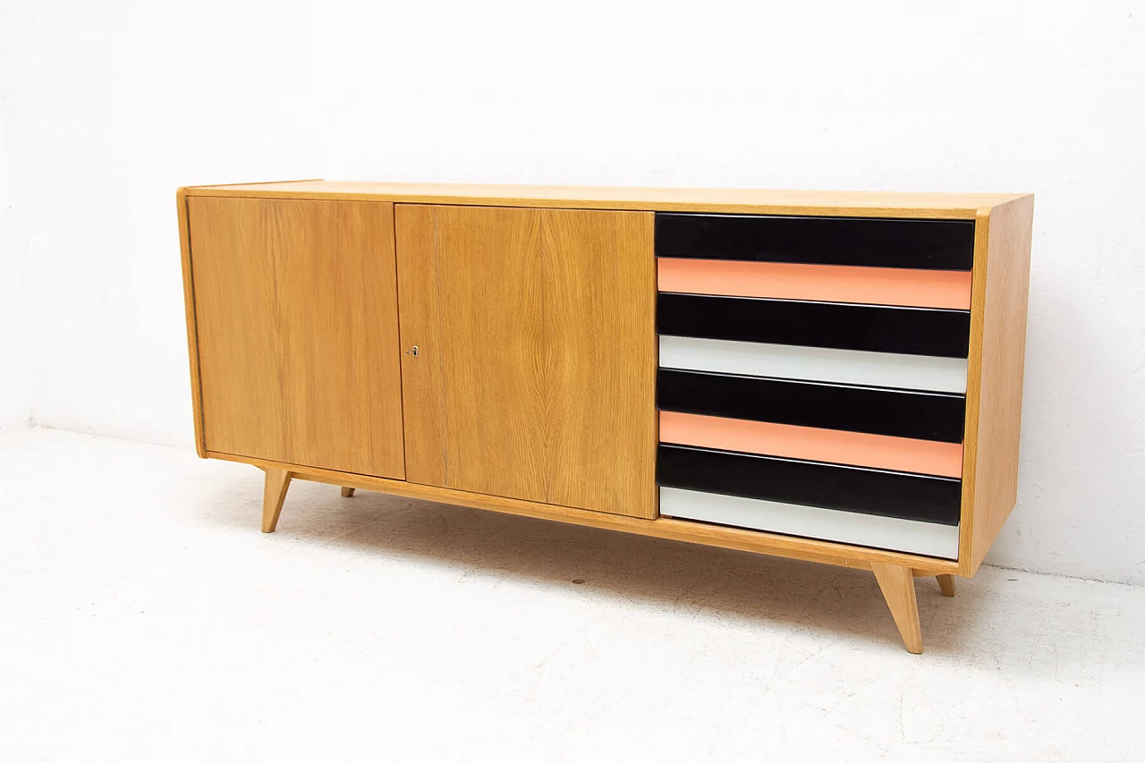 Sideboard U-460 by Jiří Jiroutek for Interiér Praha in beech, 1960s 26