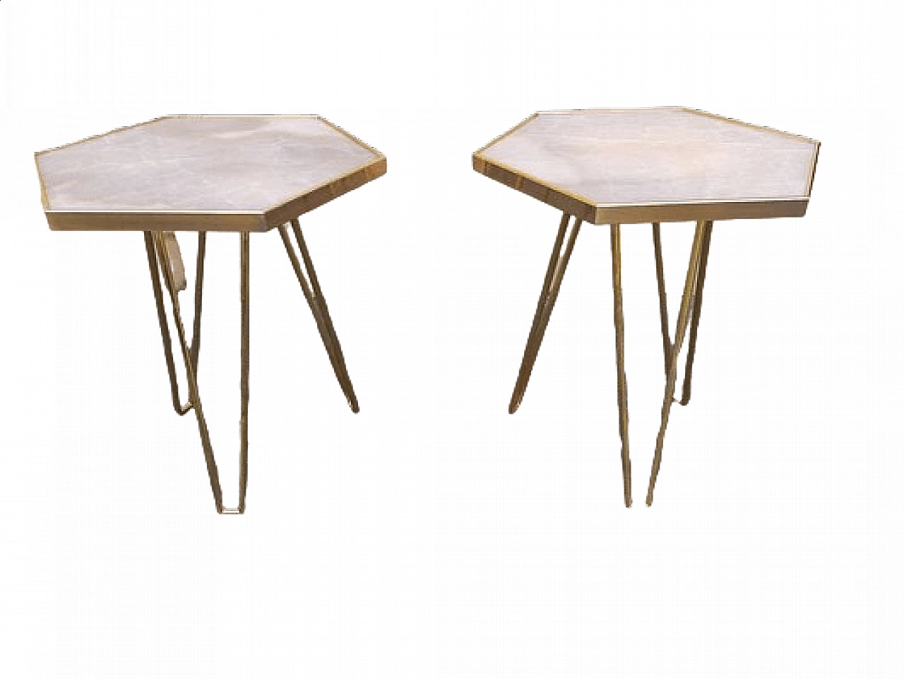 Brass coffee table with alabaster top 10