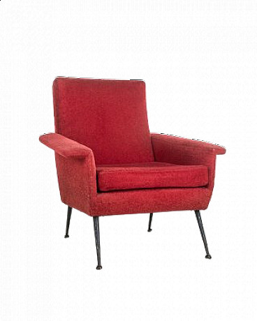 Red fabric armchair, 1970s