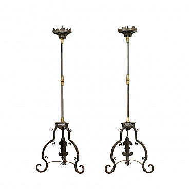 Pair of wrought iron torches, 19th century