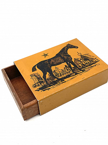 Yellow mahogany cigar box by Fornasetti, 1950s