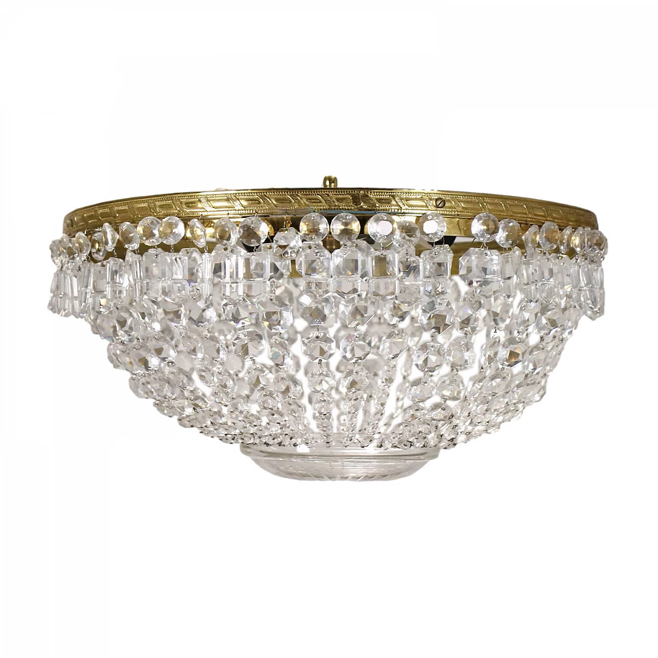 Lampadario a soffitto in bronzo e vetro molato 1