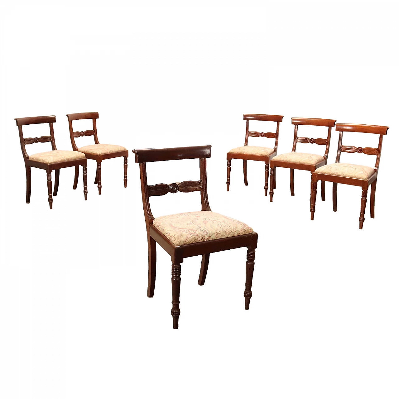 6 Victorian mahogany chairs, late 19th century 1