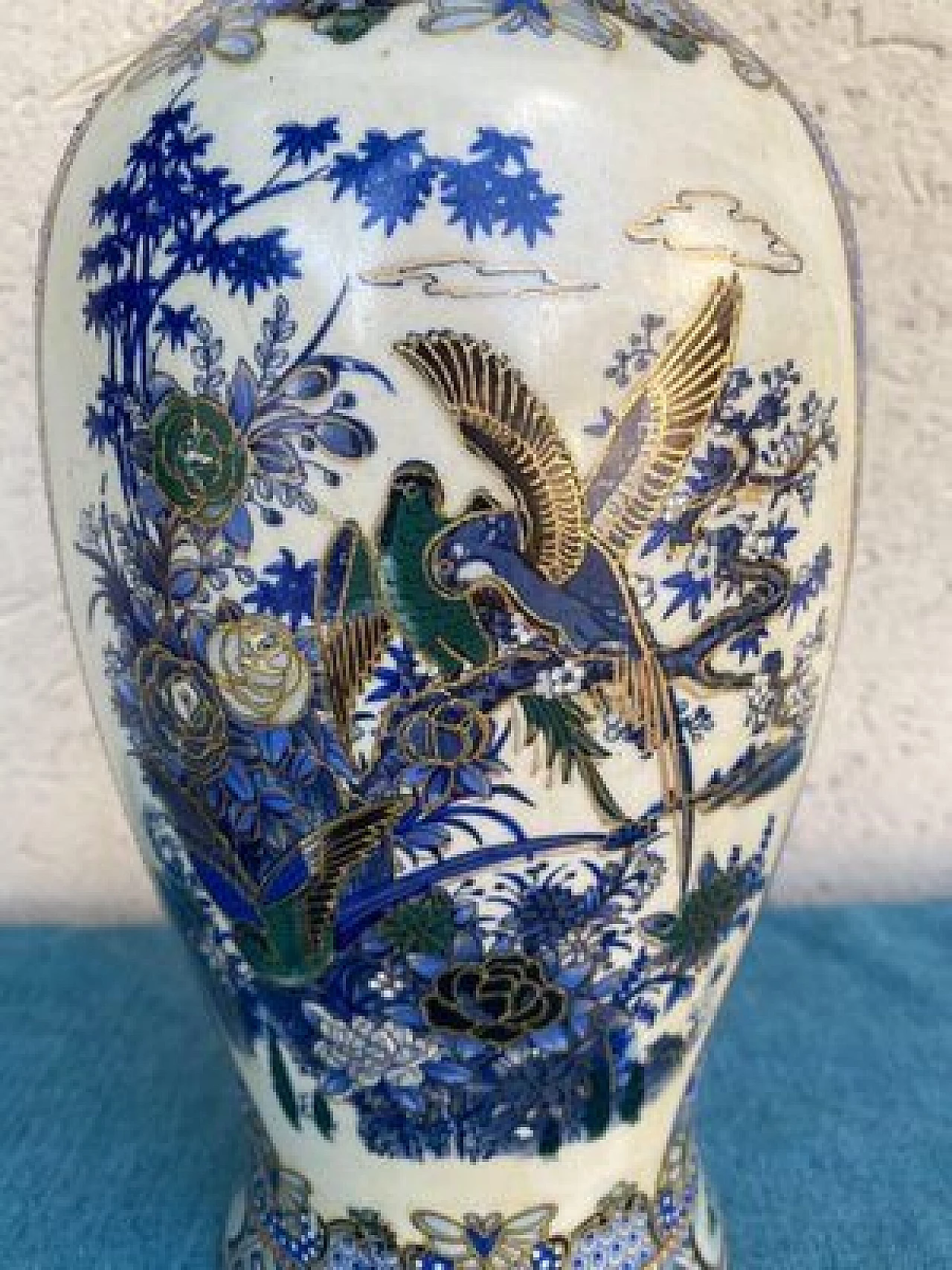 Vaso in porcellana azzurra cinese, primo '900 2