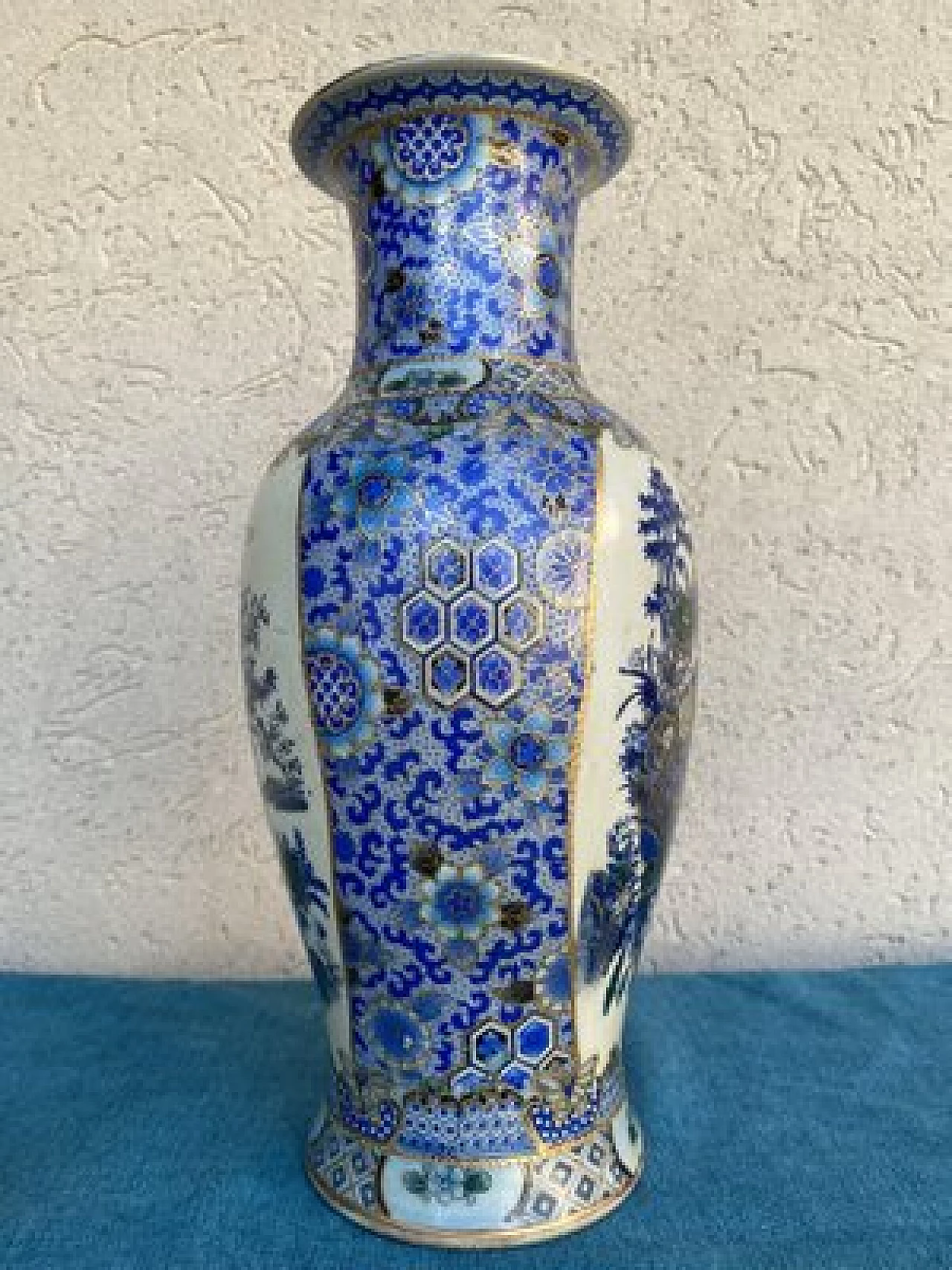 Vaso in porcellana azzurra cinese, primo '900 3