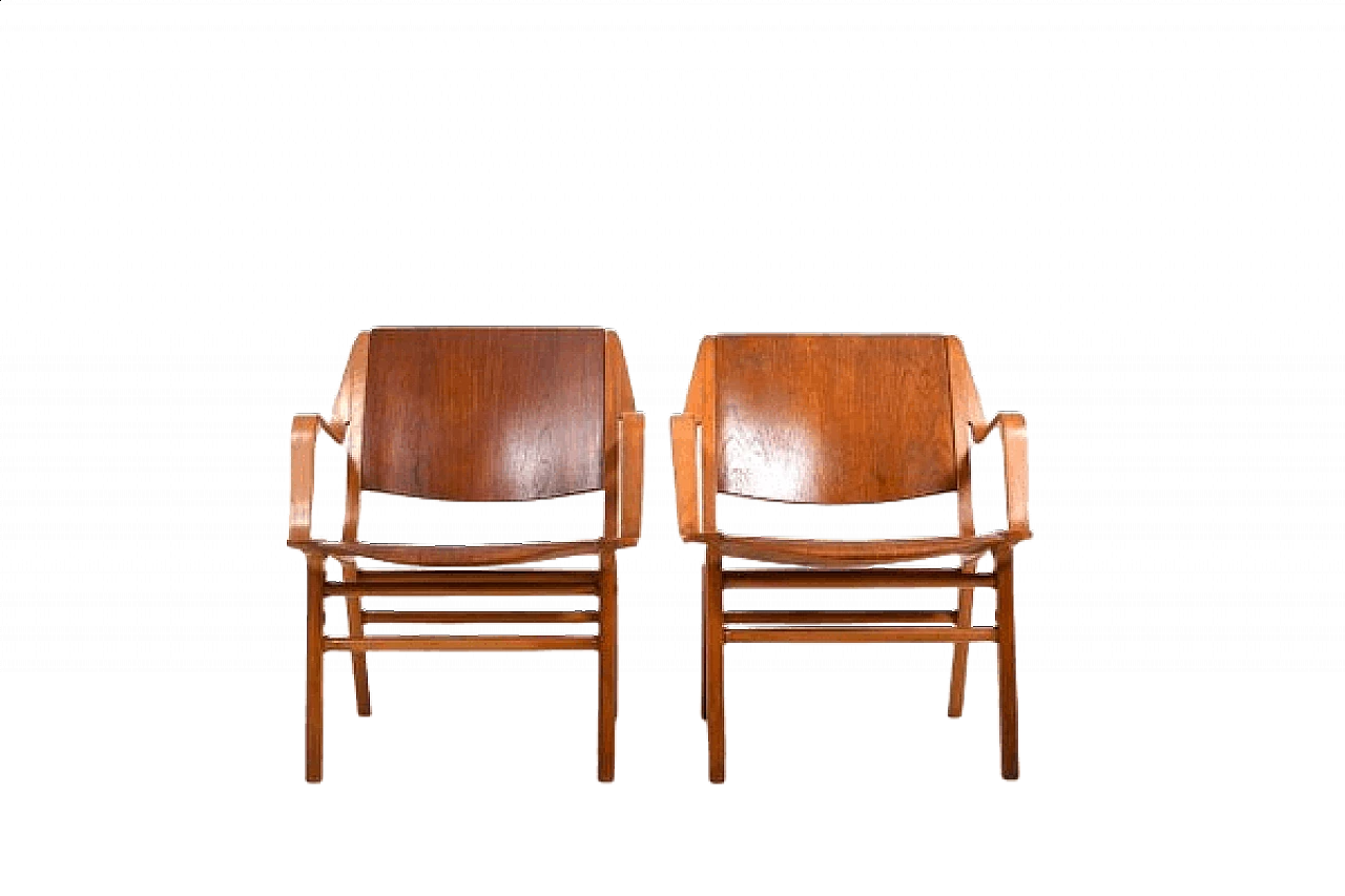 Pair of AX teak chairs by Orla Mølgaard & Peter Hvidt for Fritz Hansen, 1950s 13