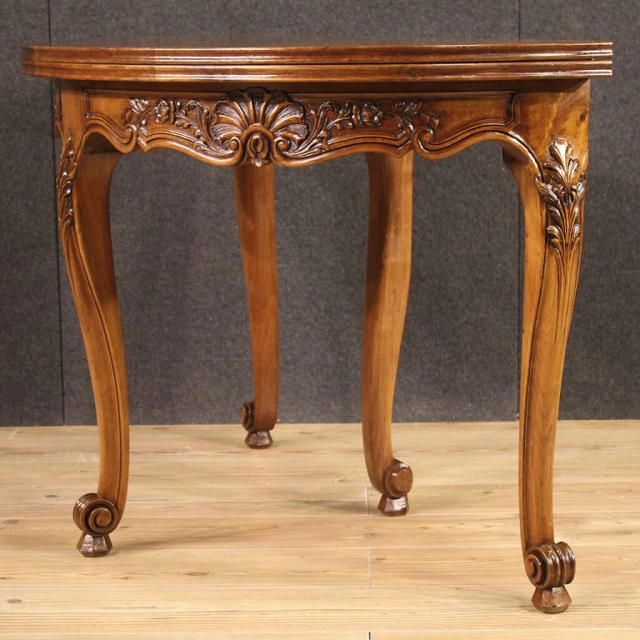 Decorated wooden half-moon table, 1960s 10