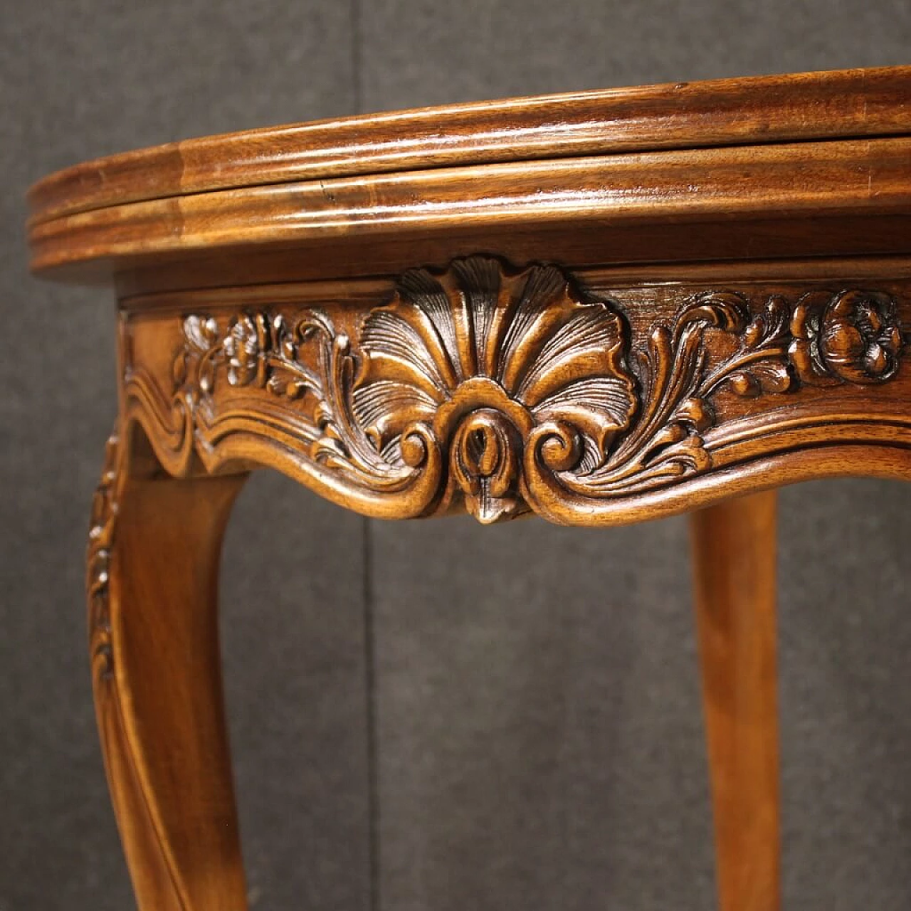 Decorated wooden half-moon table, 1960s 11