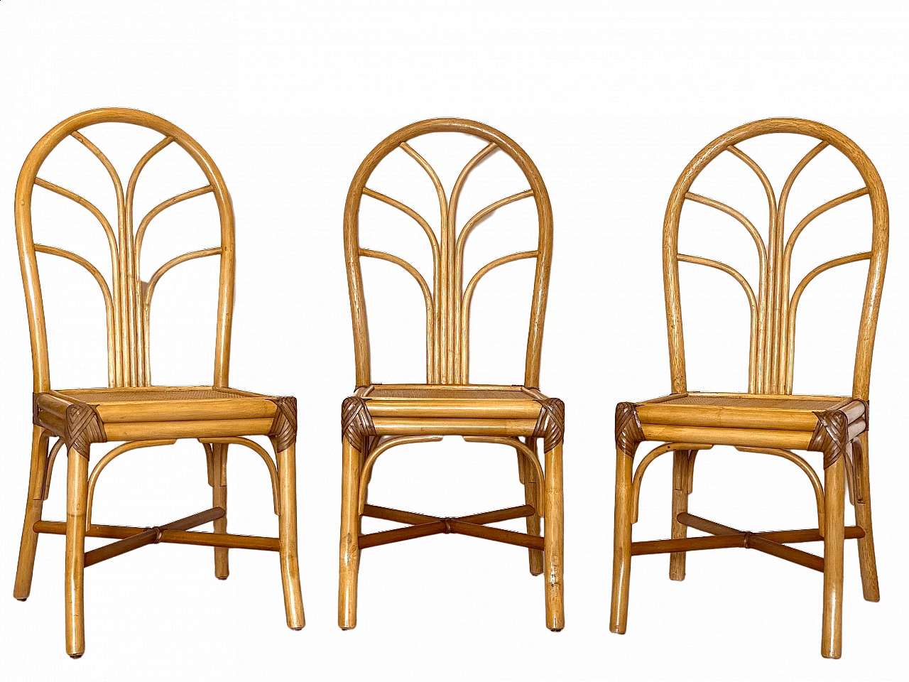 3 Sedie in bambù, anni '70 10