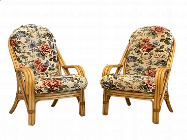 Pair of bamboo armchairs, 1980s