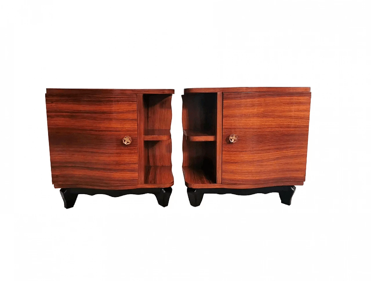 Pair of nightstands in sapele wood, 1940s 1