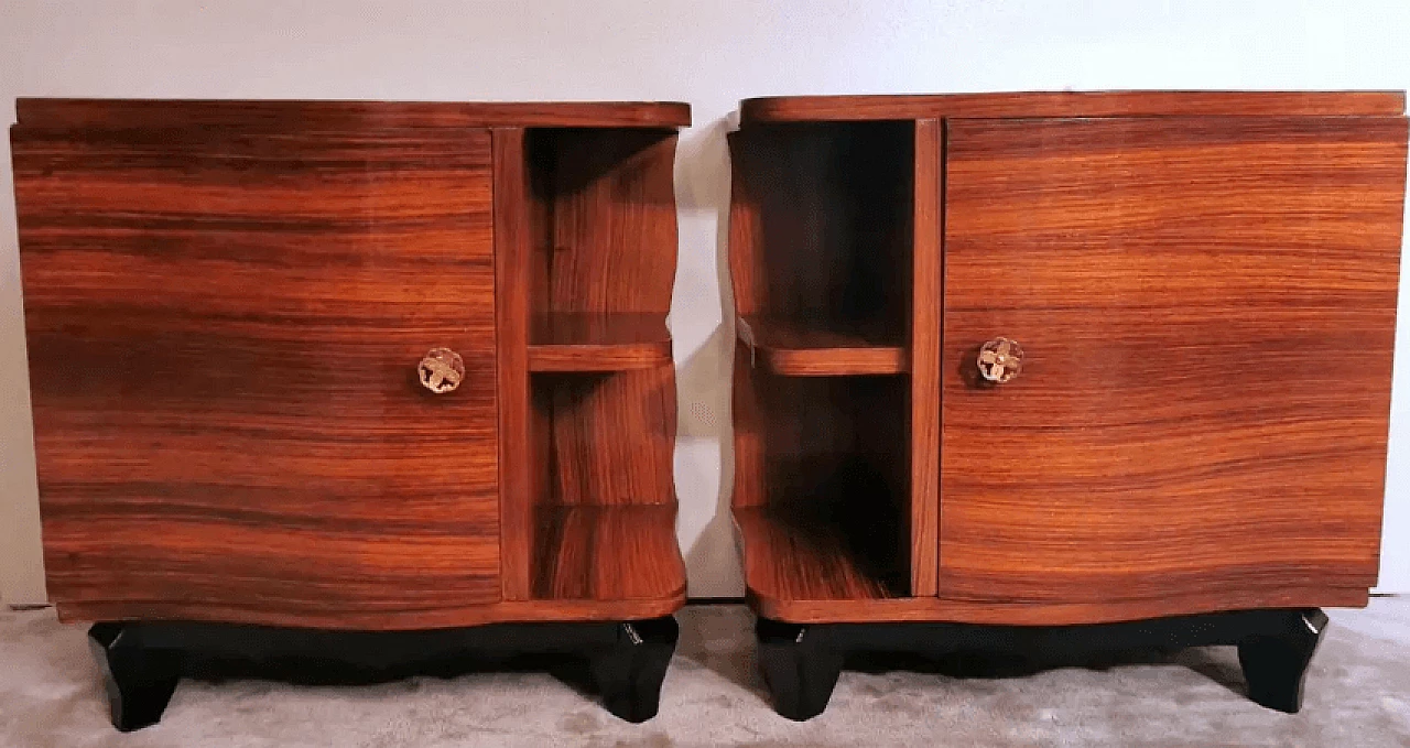 Pair of nightstands in sapele wood, 1940s 2