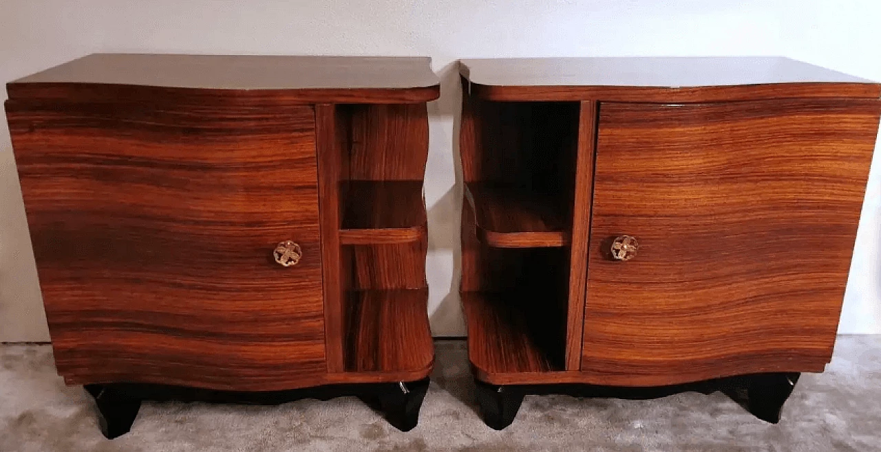 Pair of nightstands in sapele wood, 1940s 3