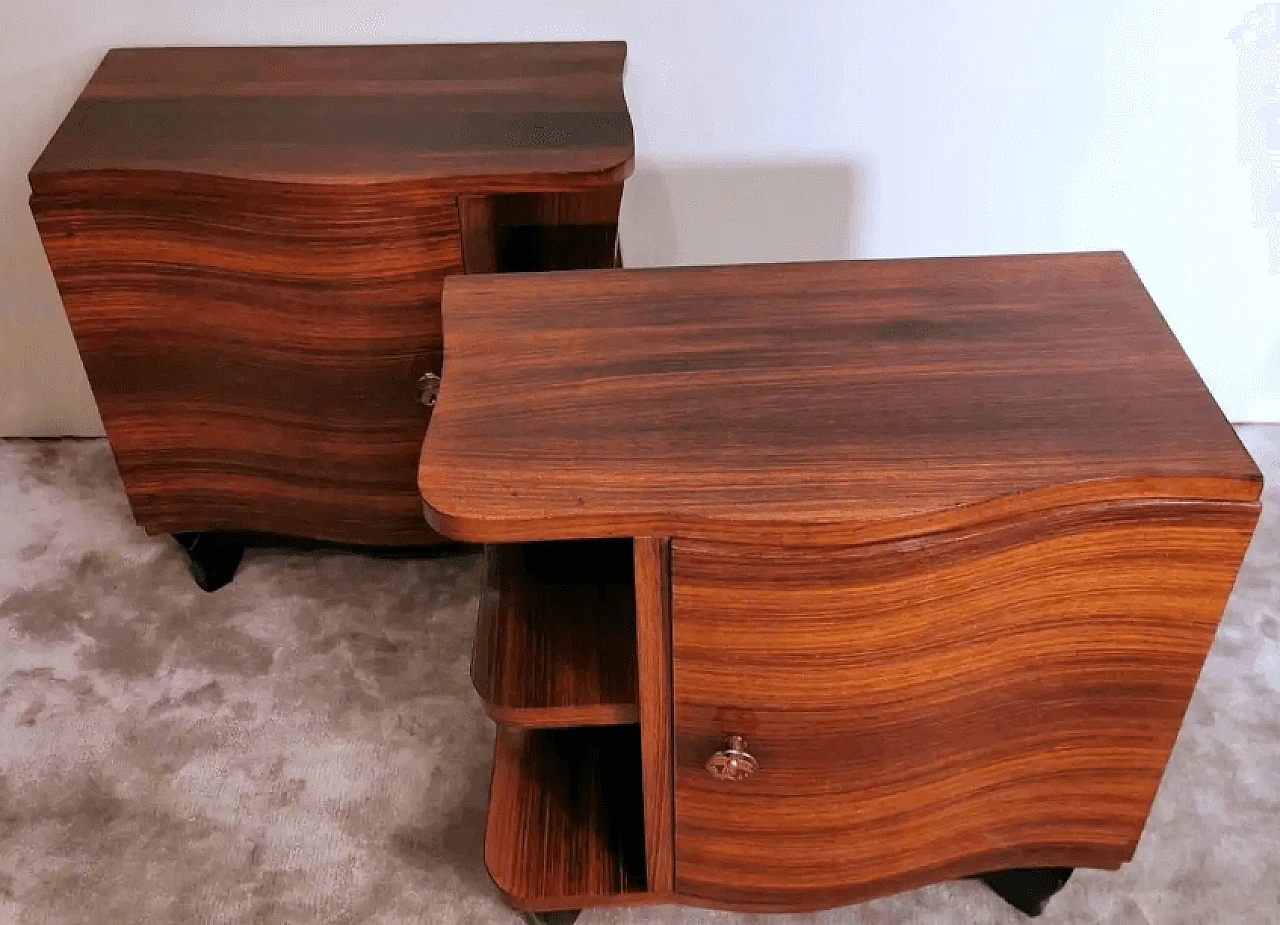 Pair of nightstands in sapele wood, 1940s 4