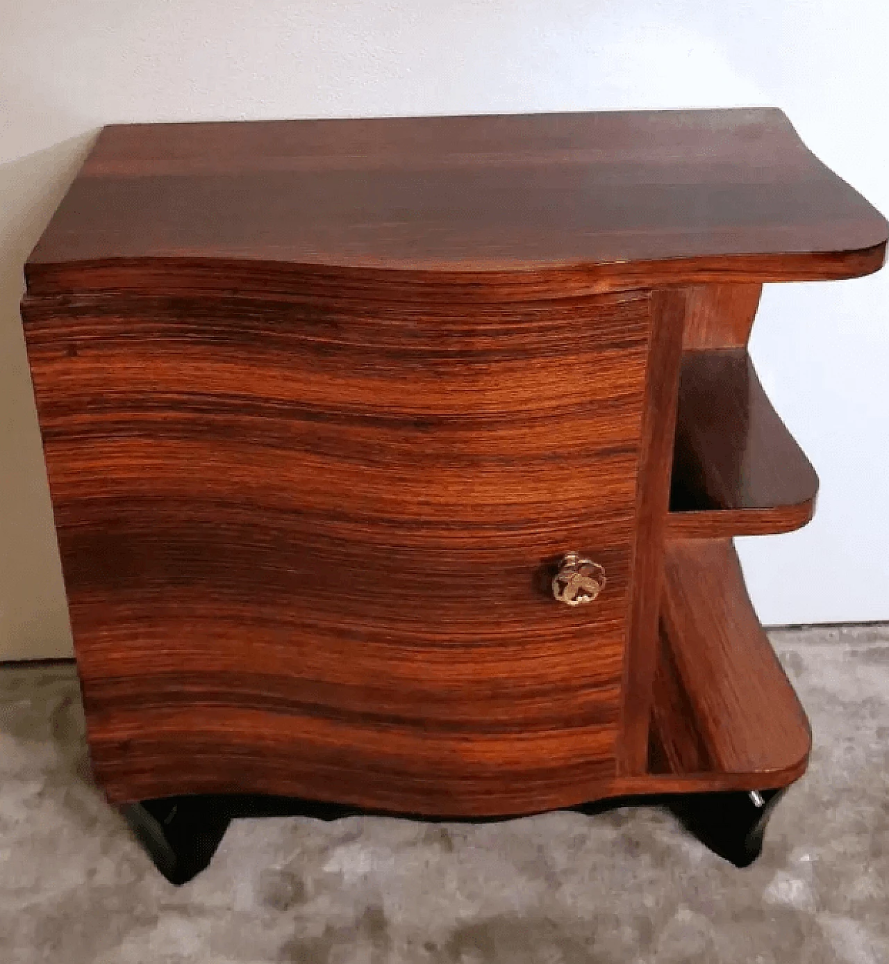 Pair of nightstands in sapele wood, 1940s 7