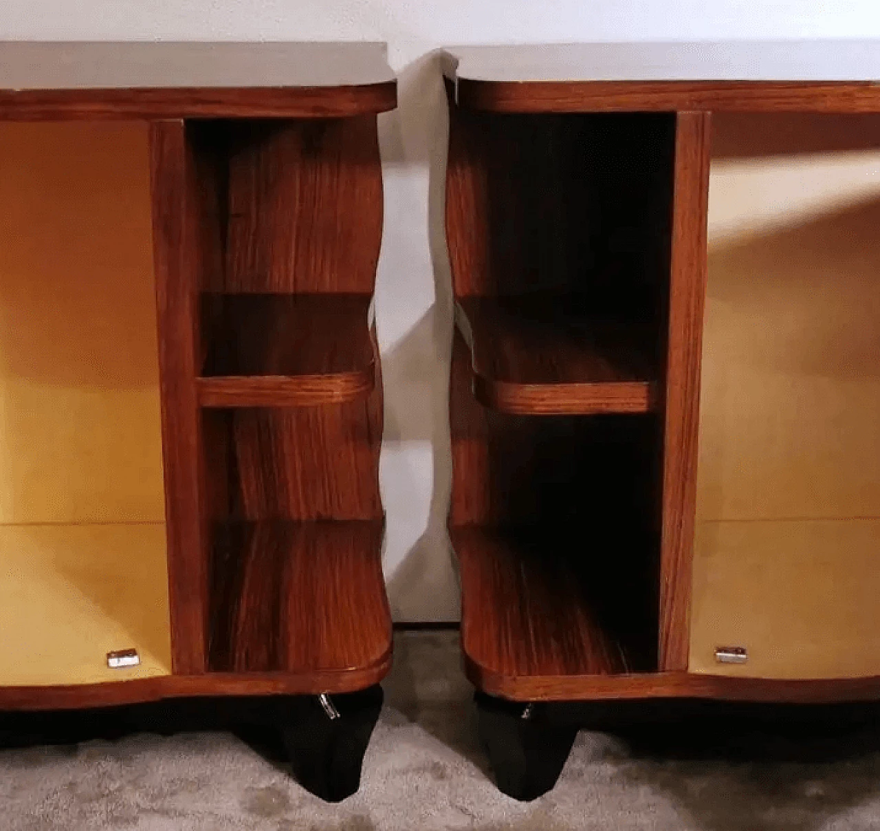 Pair of nightstands in sapele wood, 1940s 13