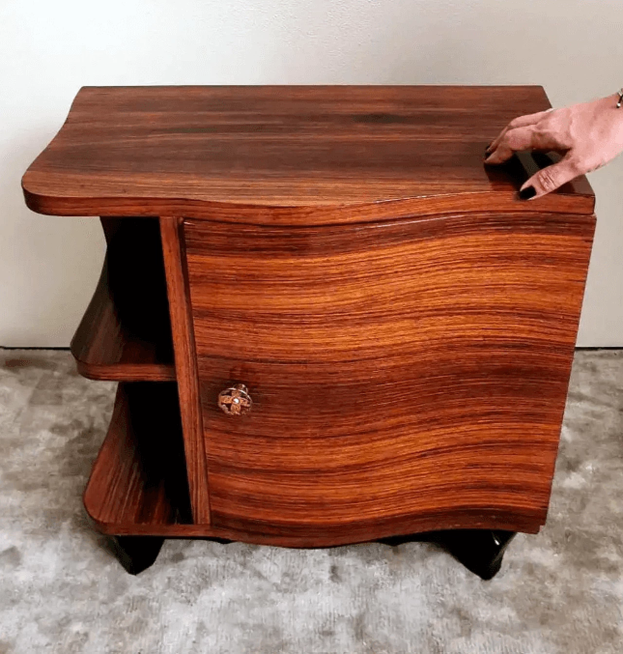 Pair of nightstands in sapele wood, 1940s 17