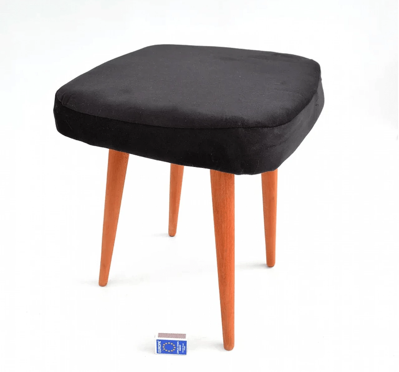 Beech wood and fabric stool by Dolnośląska Fabryka Mebli, 1960s 2