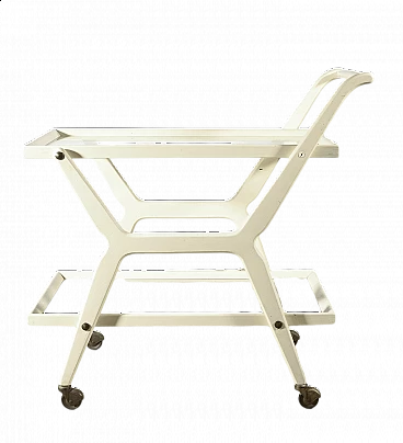 White lacquered wooden food trolley, 1970s