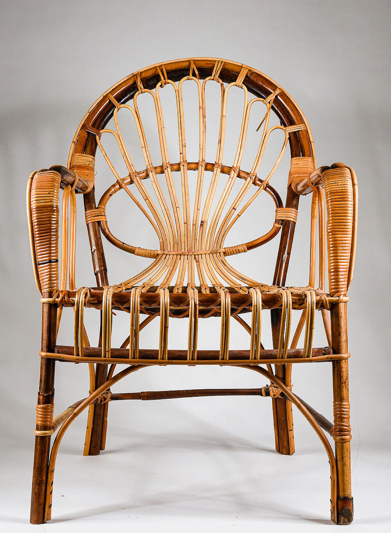 Bamboo armchair with armrests, 1960s 1