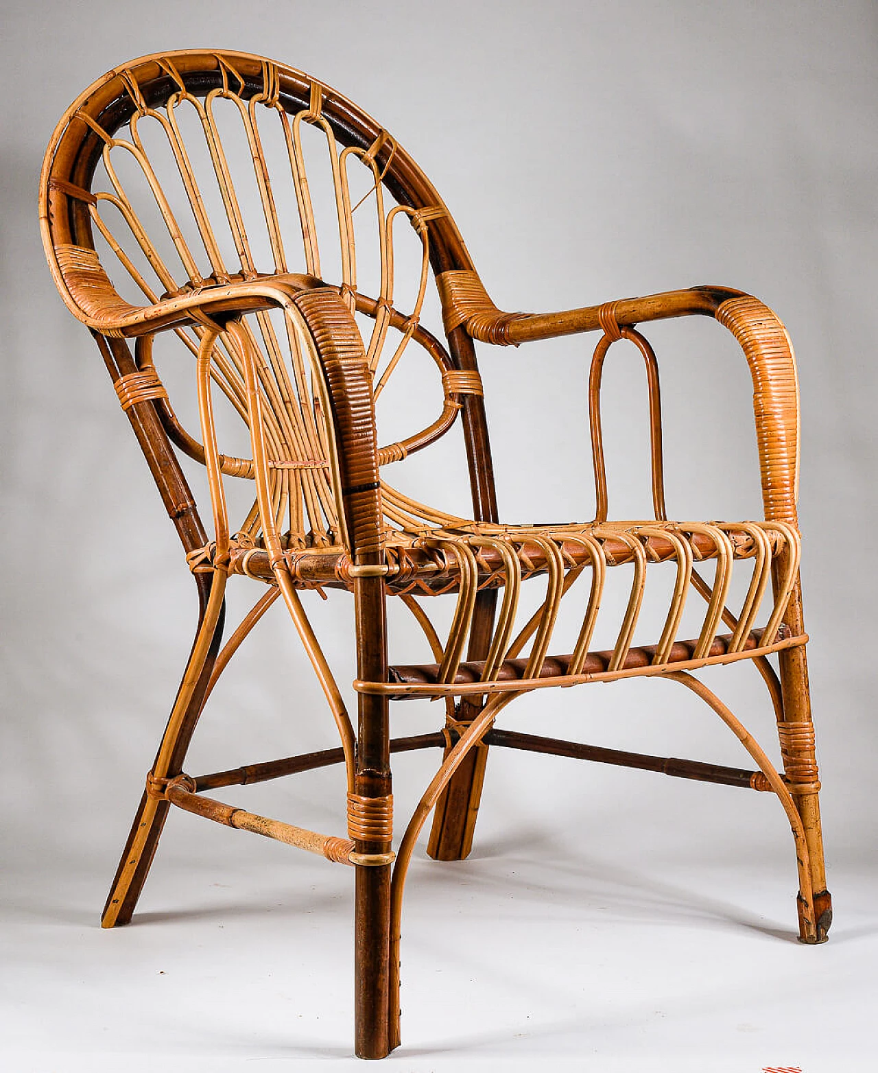 Bamboo armchair with armrests, 1960s 2