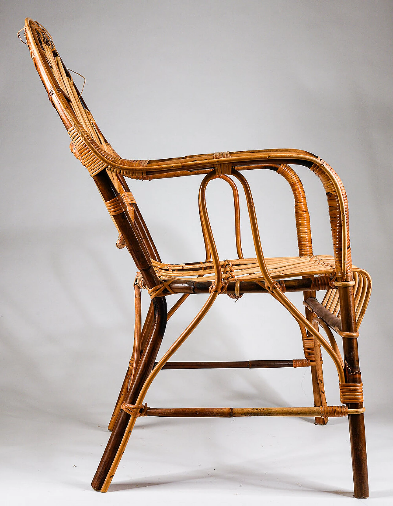 Bamboo armchair with armrests, 1960s 3