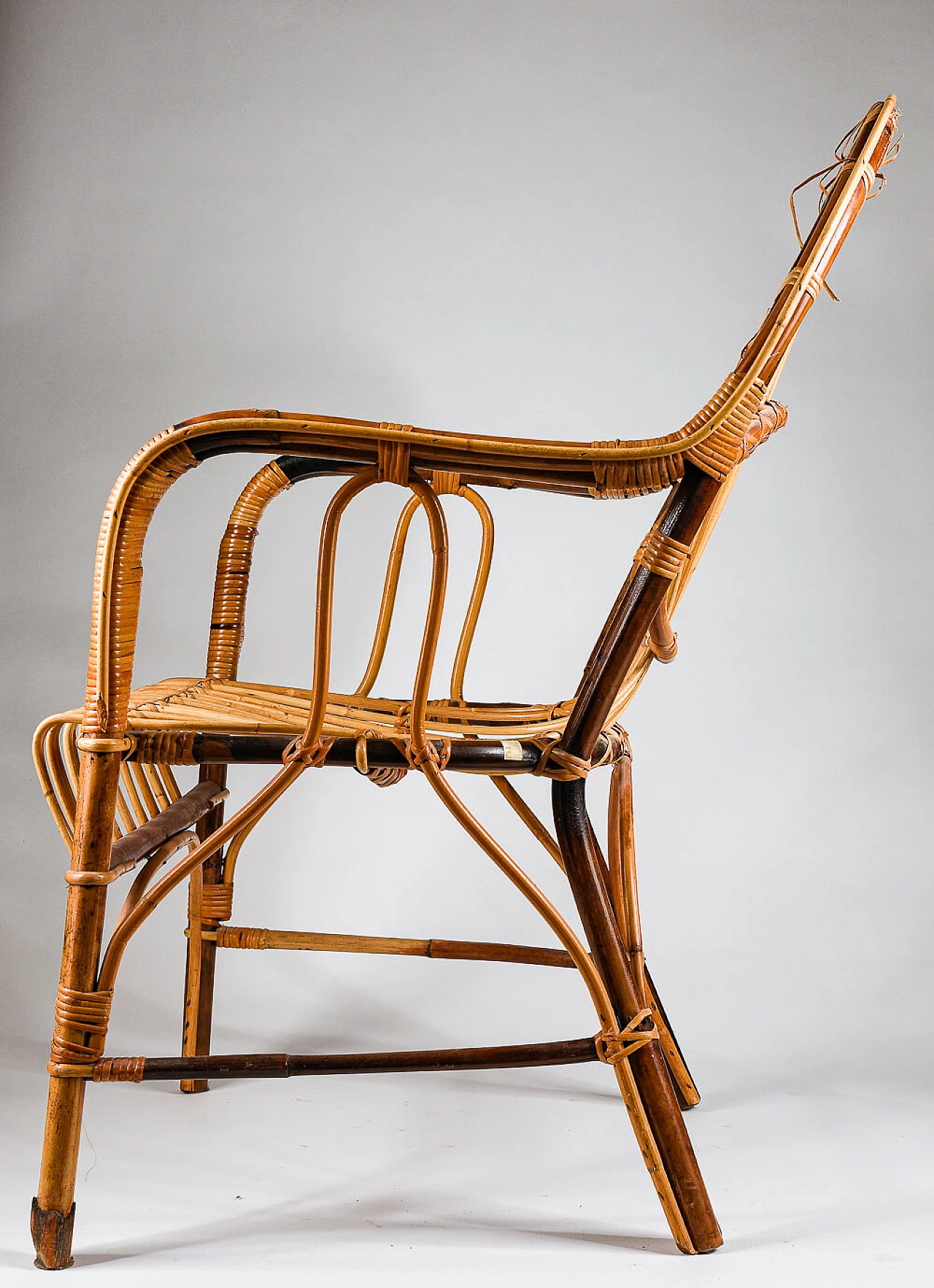 Bamboo armchair with armrests, 1960s 5