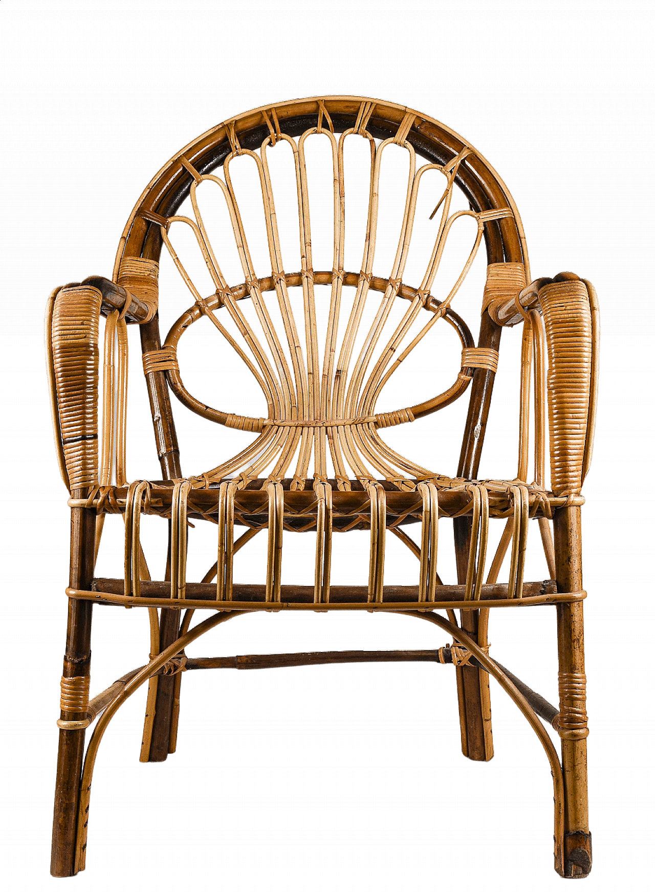 Bamboo armchair with armrests, 1960s 7
