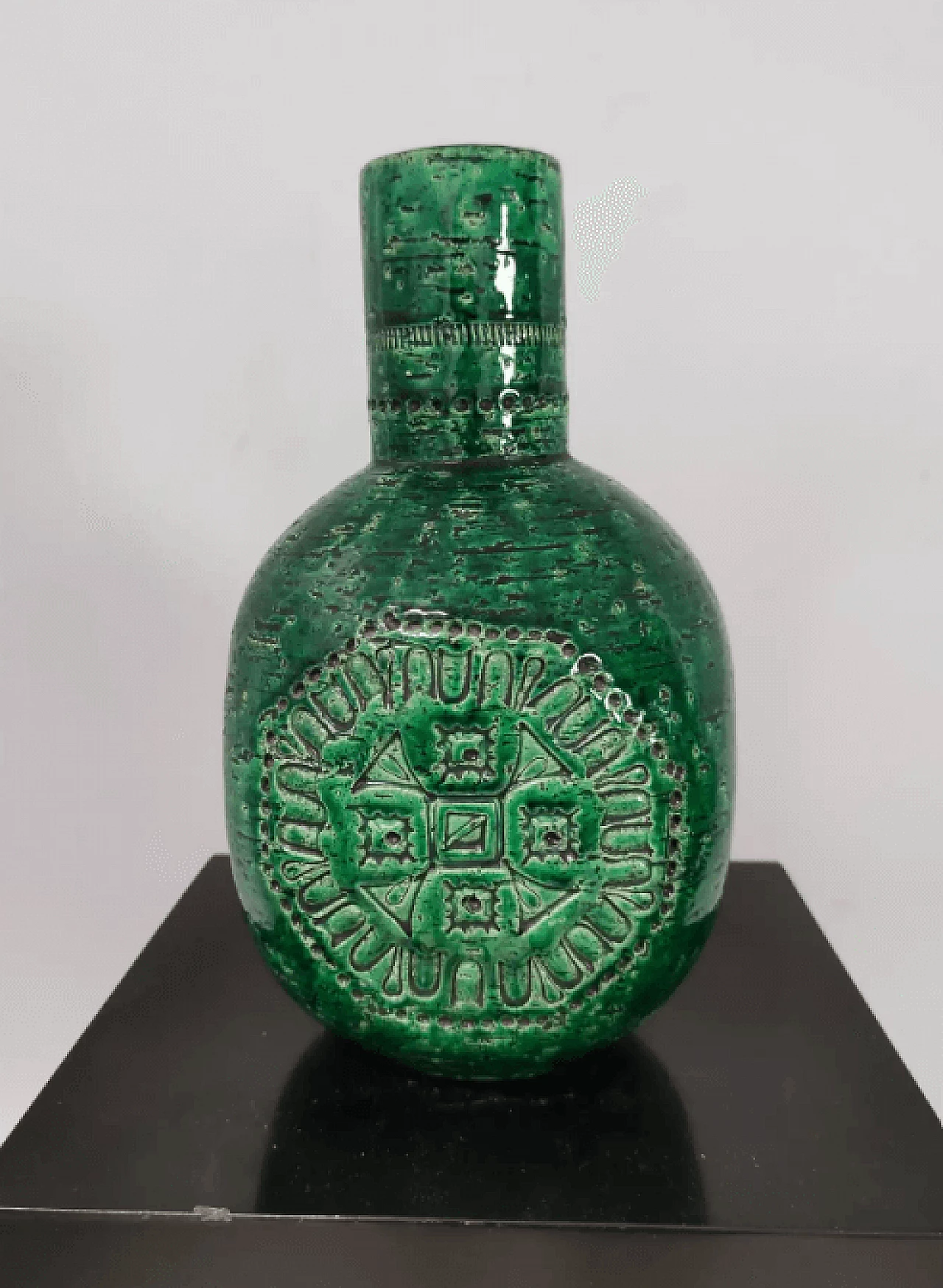 Green lacquered ceramic vase by Aldo Londi for Bitossi, 1970s 4