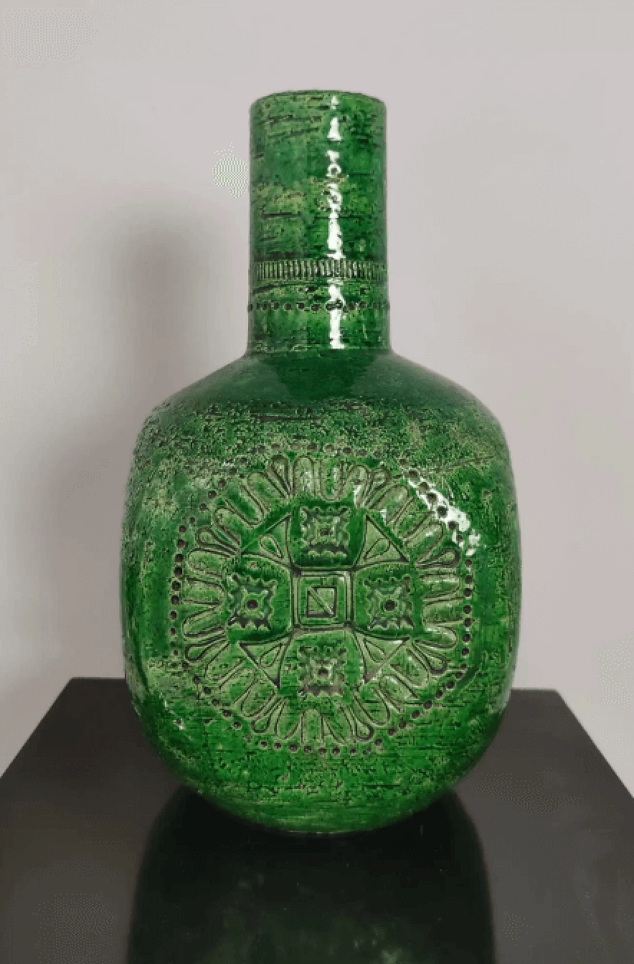 Green lacquered ceramic vase by Aldo Londi for Bitossi, 1970s 5