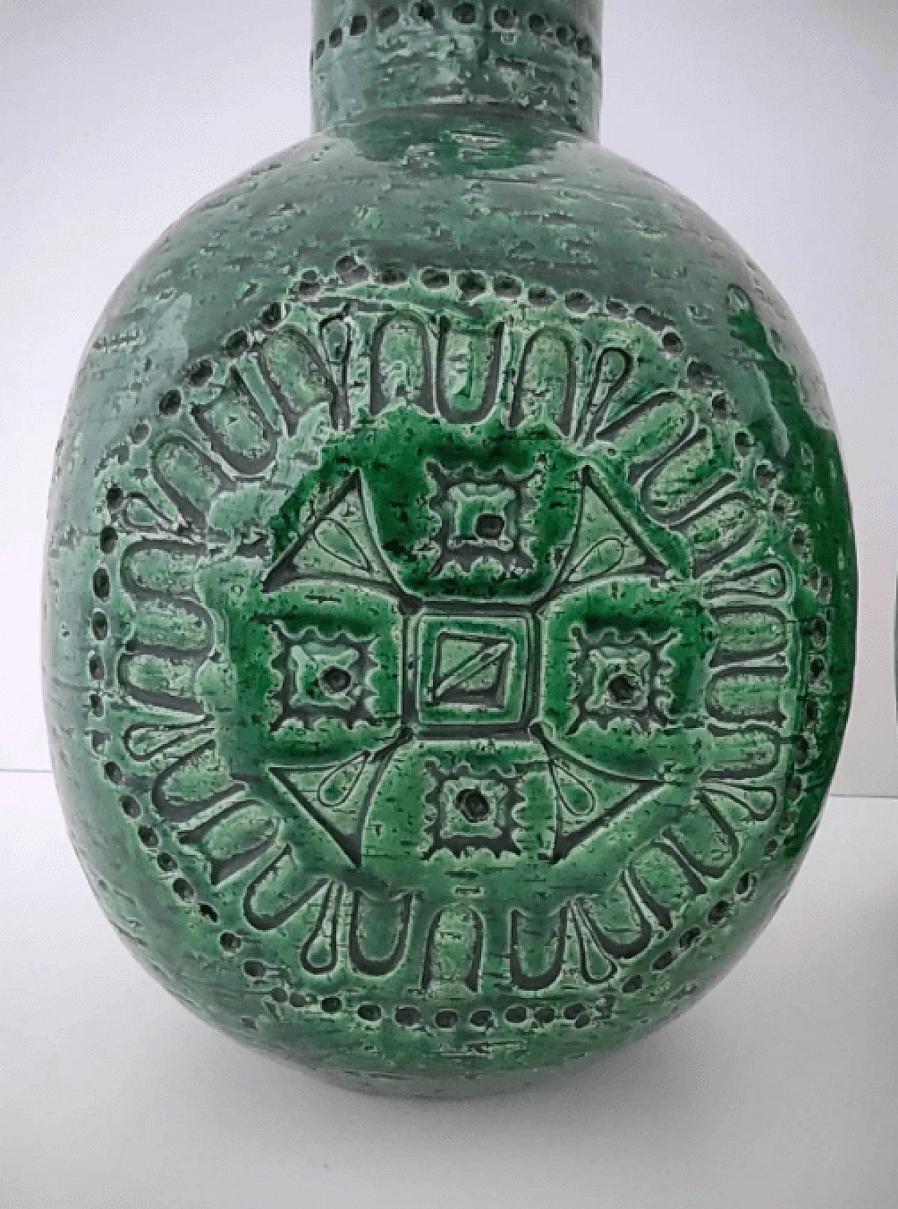 Green lacquered ceramic vase by Aldo Londi for Bitossi, 1970s 6